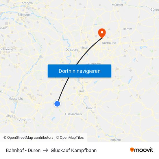 Bahnhof - Düren to Glückauf Kampfbahn map