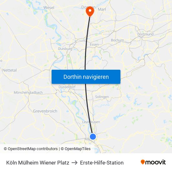 Köln Mülheim Wiener Platz to Erste-Hilfe-Station map