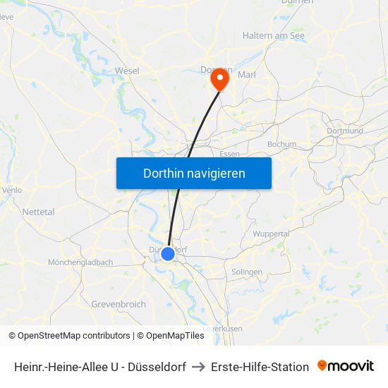 Heinr.-Heine-Allee U - Düsseldorf to Erste-Hilfe-Station map