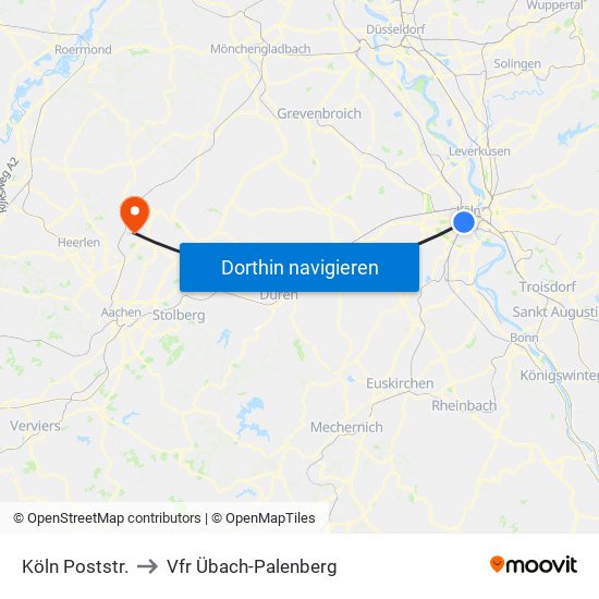Köln Poststr. to Vfr Übach-Palenberg map