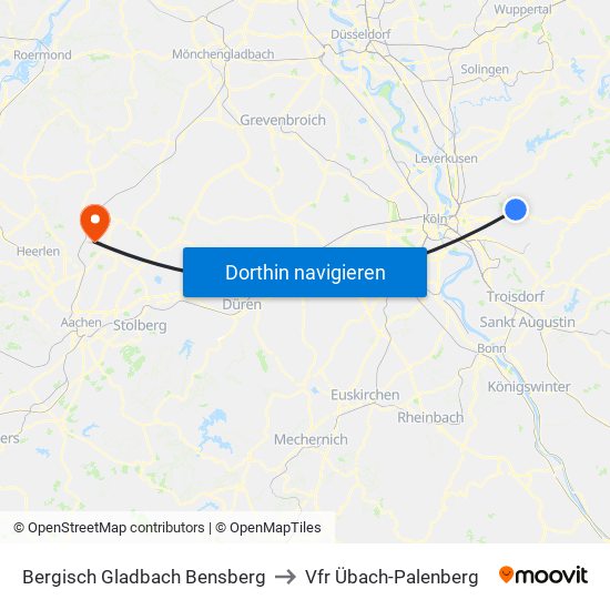 Bergisch Gladbach Bensberg to Vfr Übach-Palenberg map