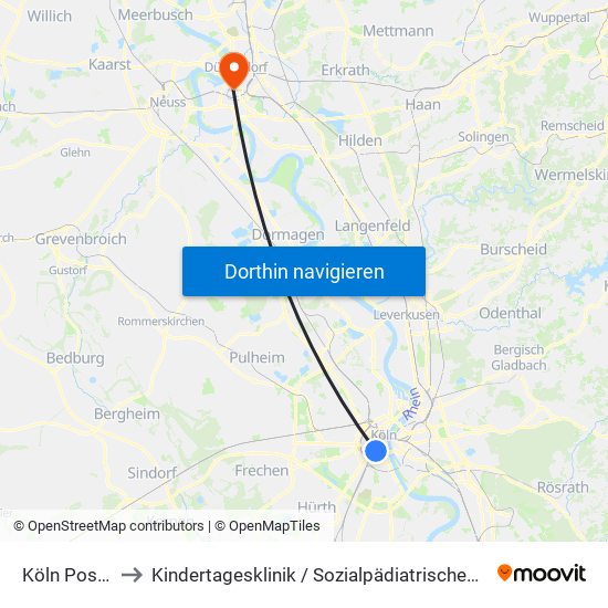 Köln Poststr. to Kindertagesklinik / Sozialpädiatrisches Zentrum map