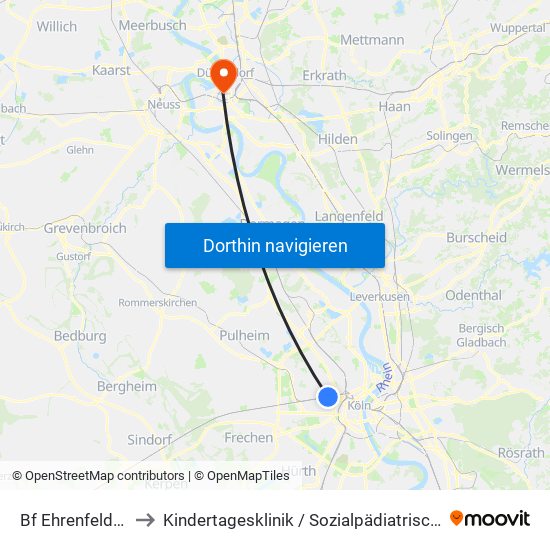Bf Ehrenfeld - Köln to Kindertagesklinik / Sozialpädiatrisches Zentrum map