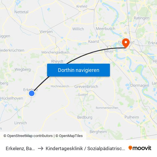 Erkelenz, Bahnhof to Kindertagesklinik / Sozialpädiatrisches Zentrum map