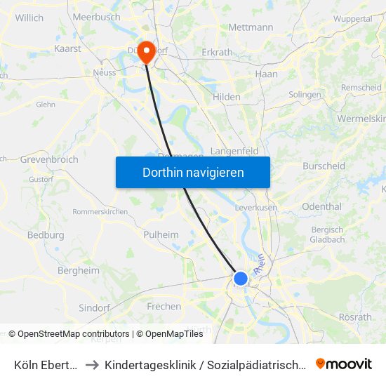 Köln Ebertplatz to Kindertagesklinik / Sozialpädiatrisches Zentrum map
