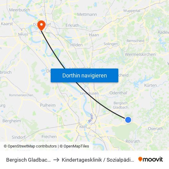 Bergisch Gladbach Bensberg to Kindertagesklinik / Sozialpädiatrisches Zentrum map