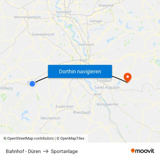 Bahnhof - Düren to Sportanlage map