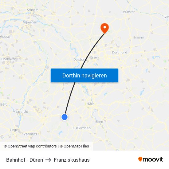 Bahnhof - Düren to Franziskushaus map