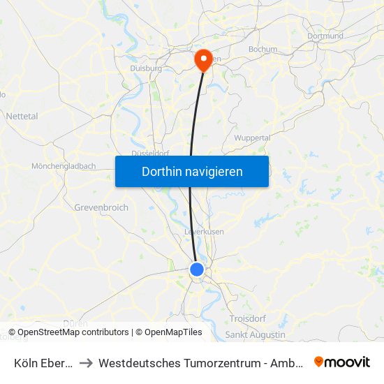 Köln Ebertplatz to Westdeutsches Tumorzentrum - Ambulanz Und Kmt 3 map