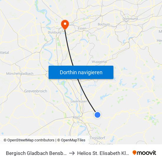 Bergisch Gladbach Bensberg to Helios St. Elisabeth Klinik map