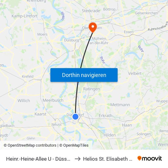 Heinr.-Heine-Allee U - Düsseldorf to Helios St. Elisabeth Klinik map