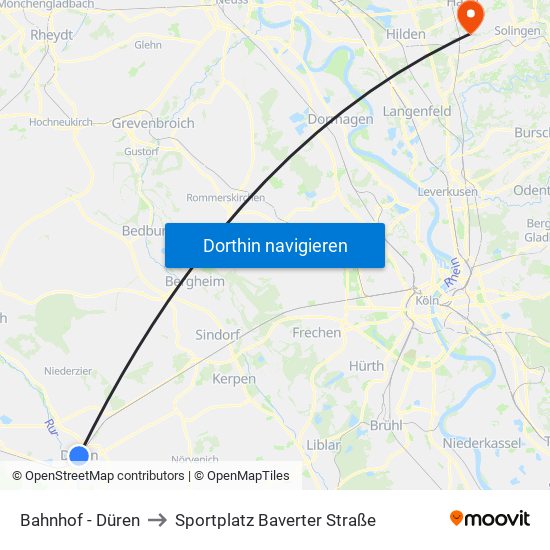 Bahnhof - Düren to Sportplatz Baverter Straße map