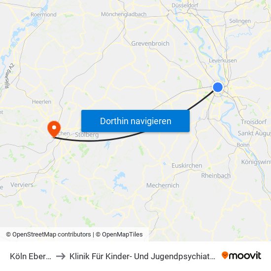 Köln Ebertplatz to Klinik Für Kinder- Und Jugendpsychiatrie - Erweiterung map