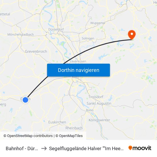 Bahnhof - Düren to Segelfluggelände Halver ""Im Heede"" map