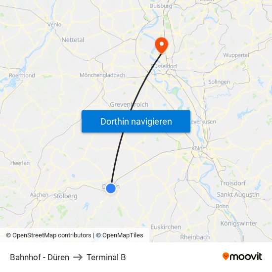 Bahnhof - Düren to Terminal B map