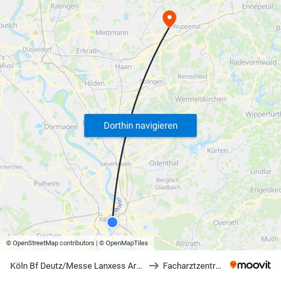 Köln Bf Deutz/Messe Lanxess Arena to Facharztzentrum map
