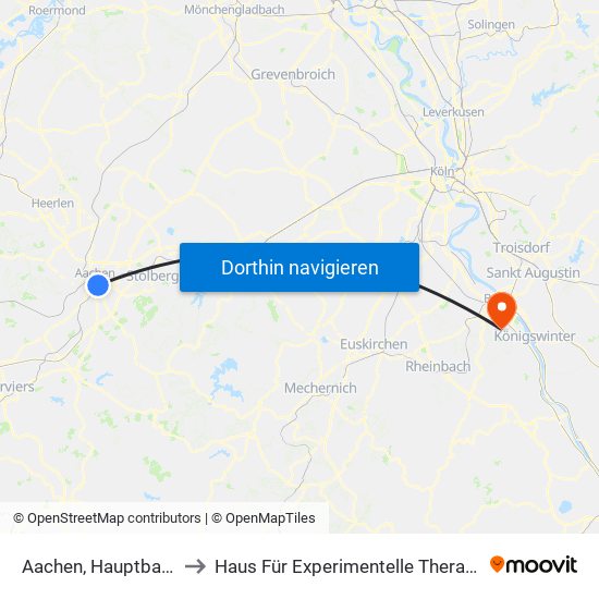 Aachen, Hauptbahnhof to Haus Für Experimentelle Therapie (Het) map