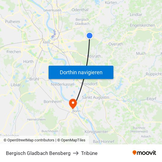 Bergisch Gladbach Bensberg to Tribüne map