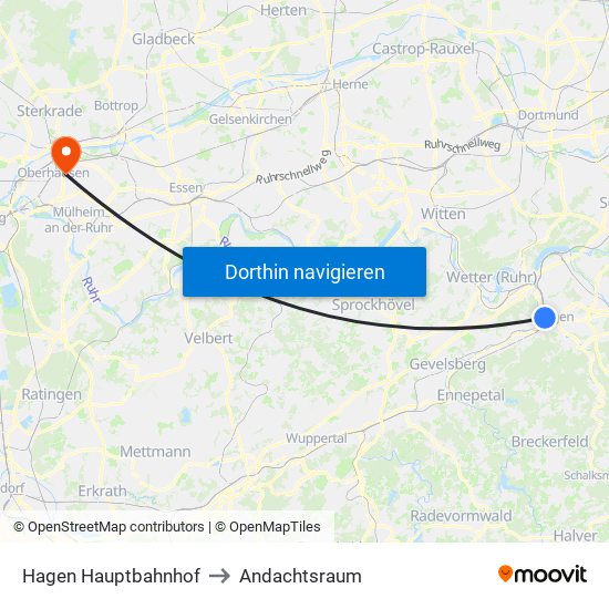 Hagen Hauptbahnhof to Andachtsraum map
