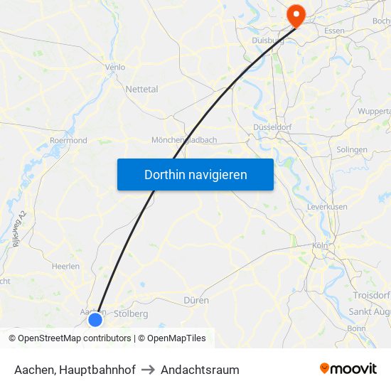 Aachen, Hauptbahnhof to Andachtsraum map