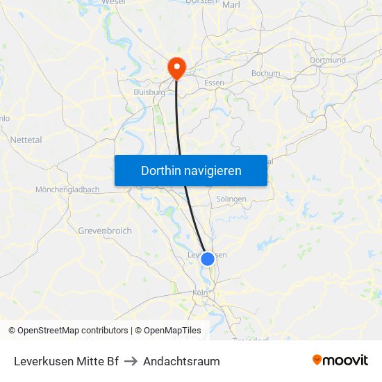 Leverkusen Mitte Bf to Andachtsraum map