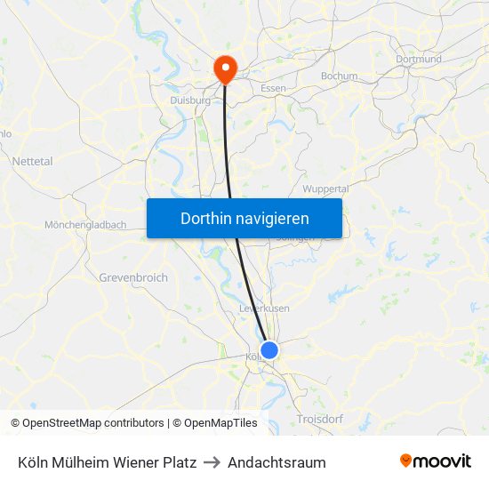 Köln Mülheim Wiener Platz to Andachtsraum map