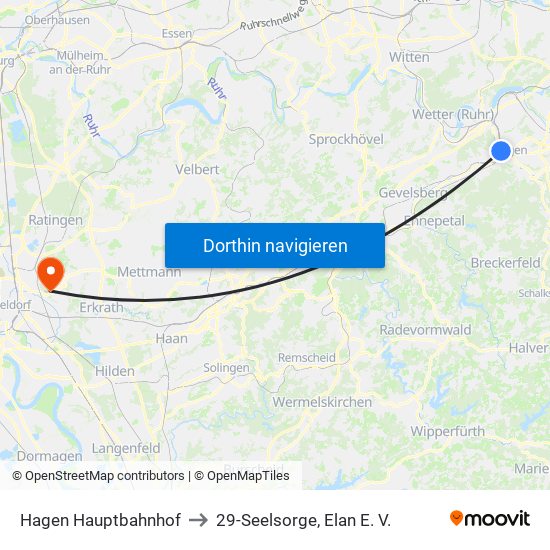 Hagen Hauptbahnhof to 29-Seelsorge, Elan E. V. map