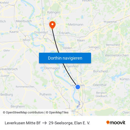 Leverkusen Mitte Bf to 29-Seelsorge, Elan E. V. map