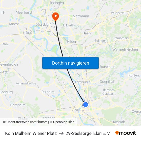 Köln Mülheim Wiener Platz to 29-Seelsorge, Elan E. V. map