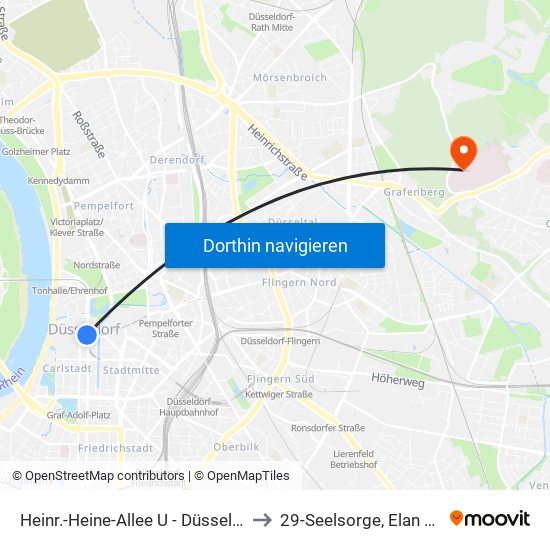 Heinr.-Heine-Allee U - Düsseldorf to 29-Seelsorge, Elan E. V. map