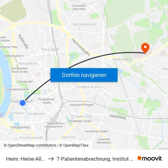 Heinr.-Heine-Allee U - Düsseldorf to 7-Patientenabrechnung, Institut Für Klinische Verhaltenstherapie map