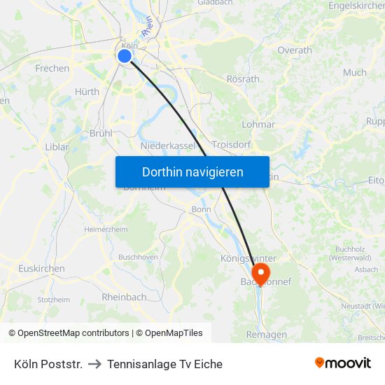 Köln Poststr. to Tennisanlage Tv Eiche map