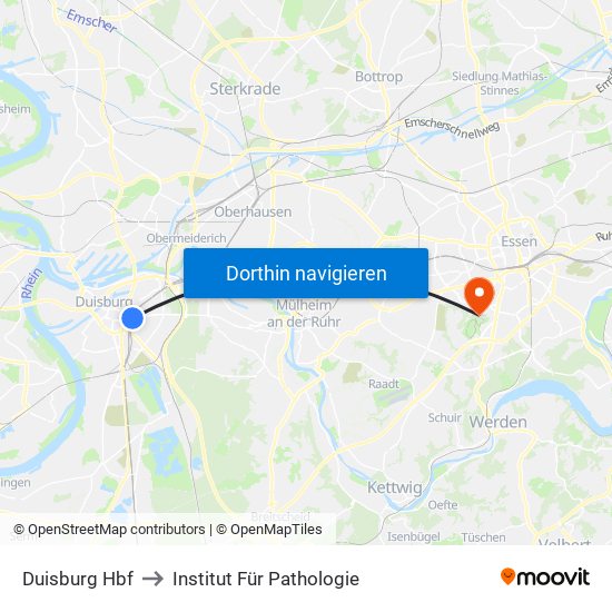 Duisburg Hbf to Institut Für Pathologie map