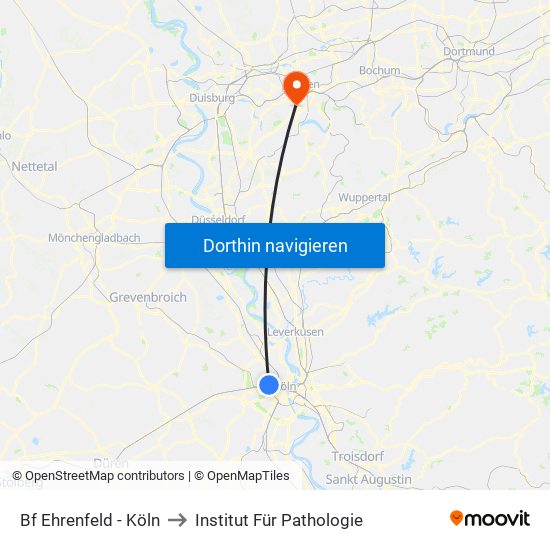 Bf Ehrenfeld - Köln to Institut Für Pathologie map