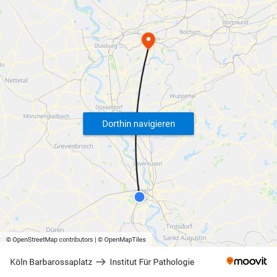 Köln Barbarossaplatz to Institut Für Pathologie map