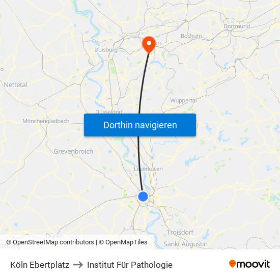 Köln Ebertplatz to Institut Für Pathologie map