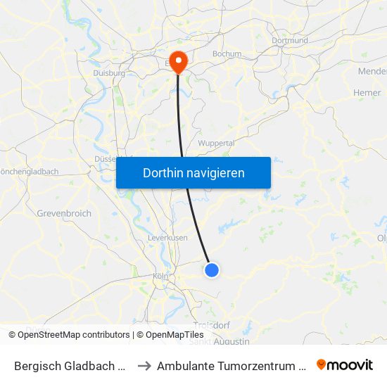 Bergisch Gladbach Bensberg to Ambulante Tumorzentrum Essen (Atz) map