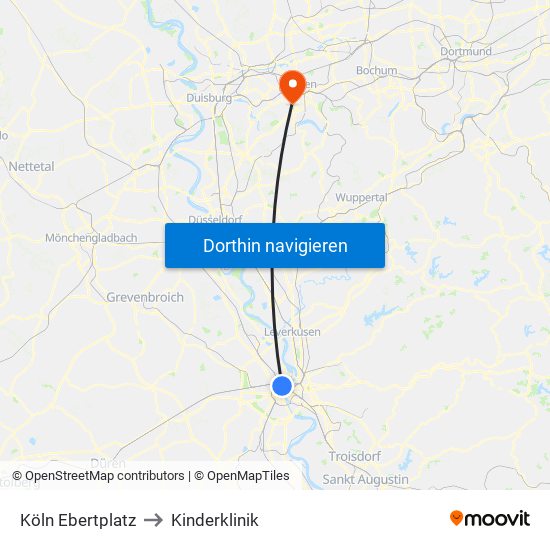 Köln Ebertplatz to Kinderklinik map