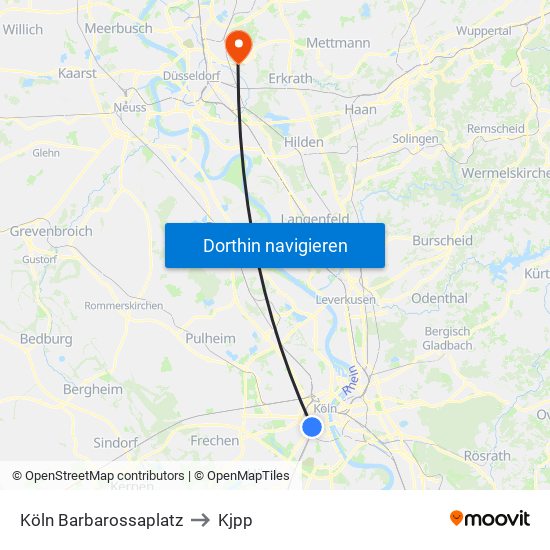 Köln Barbarossaplatz to Kjpp map