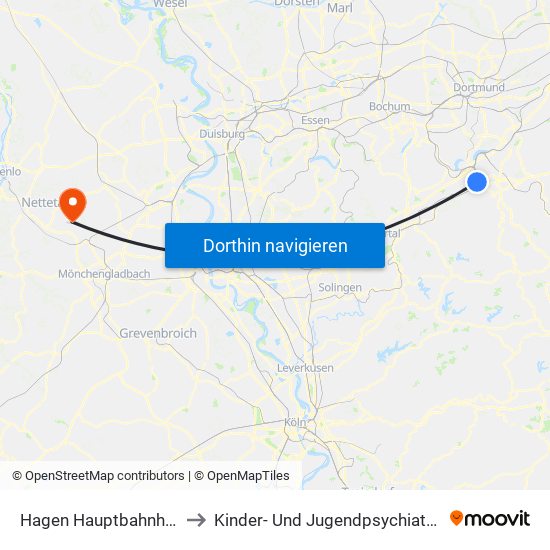 Hagen Hauptbahnhof to Kinder- Und Jugendpsychiatrie map