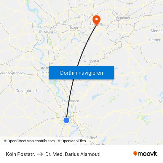 Köln Poststr. to Dr. Med. Darius Alamouti map