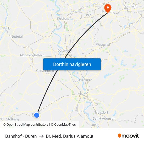 Bahnhof - Düren to Dr. Med. Darius Alamouti map