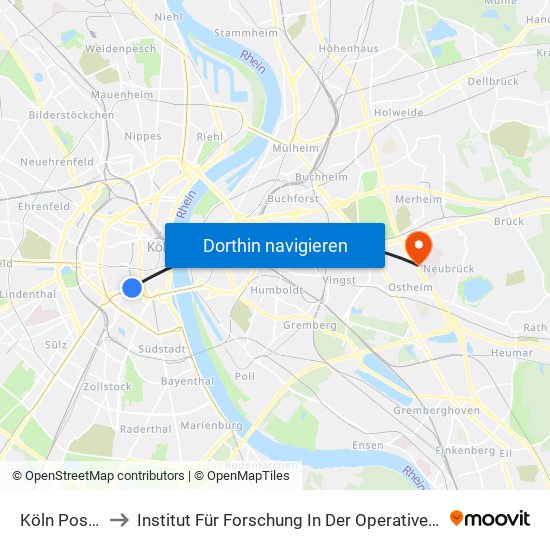 Köln Poststr. to Institut Für Forschung In Der Operativen Medizin map