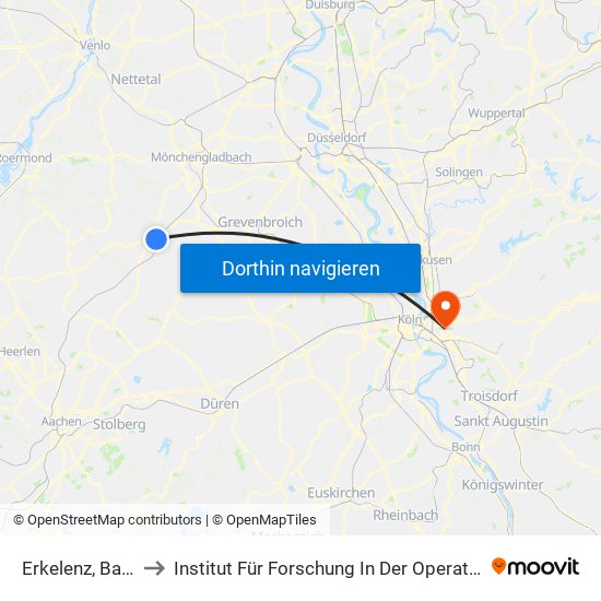 Erkelenz, Bahnhof to Institut Für Forschung In Der Operativen Medizin map