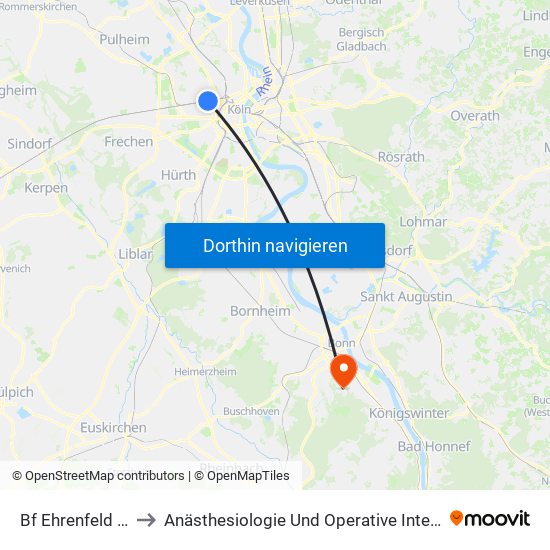 Bf Ehrenfeld - Köln to Anästhesiologie Und Operative Intensivmedizin map