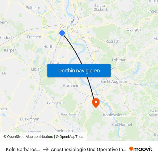 Köln Barbarossaplatz to Anästhesiologie Und Operative Intensivmedizin map