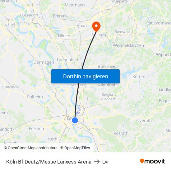 Köln Bf Deutz/Messe Lanxess Arena to Lvr map