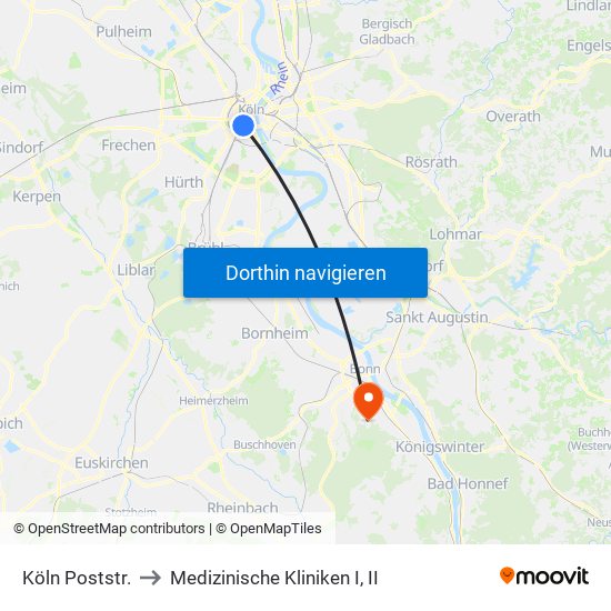 Köln Poststr. to Medizinische Kliniken I, II map