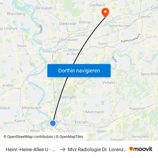 Heinr.-Heine-Allee U - Düsseldorf to Mvz Radiologie Dr. Lorenz Und Triebe map