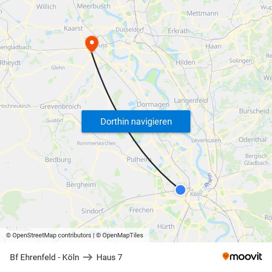 Bf Ehrenfeld - Köln to Haus 7 map